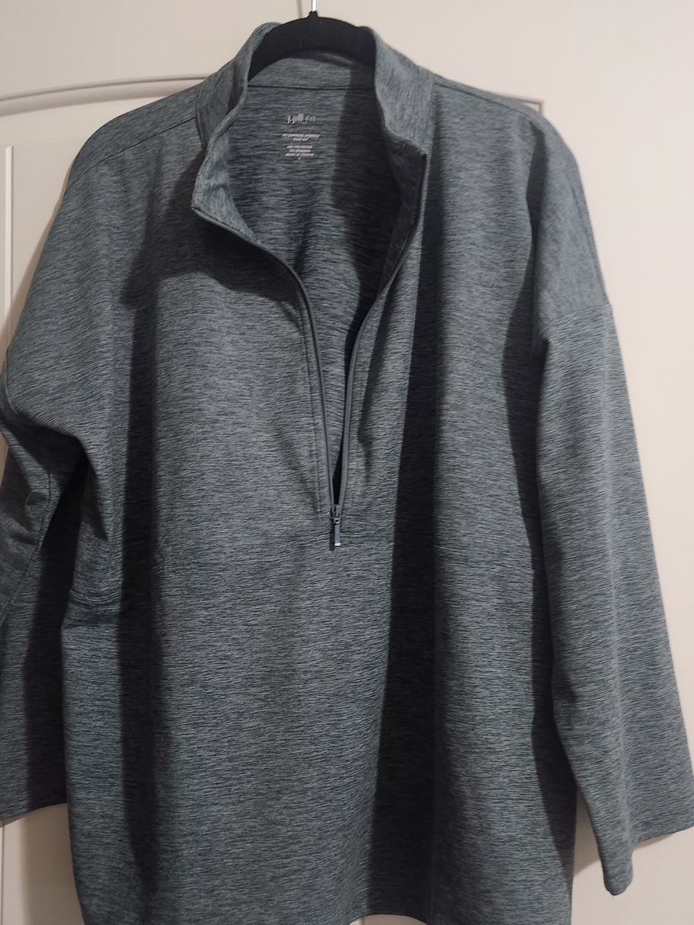 J Jill Women's Heather Charcoal Quarter-Zip Performance Sweater